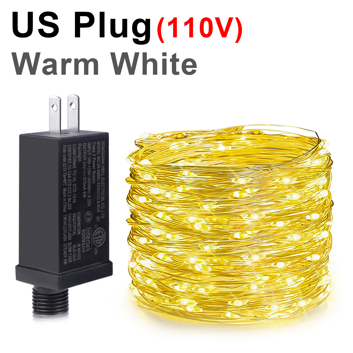 Guirnalda de luces LED de 10M-100M, guirnalda de luces de alambre de cobre, cadena de luces de hadas impermeables de 220V y 110V, decoración impermeable para fiestas de cumpleaños: changeable / 21-30 W