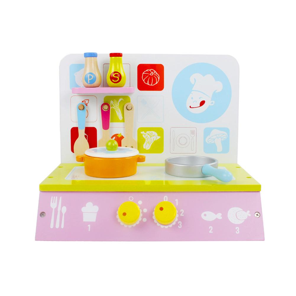 Wooden Kitchen Toy Set Pretend Playing Toy Cooktop With Cookware Accessories For Girls Year Birthday