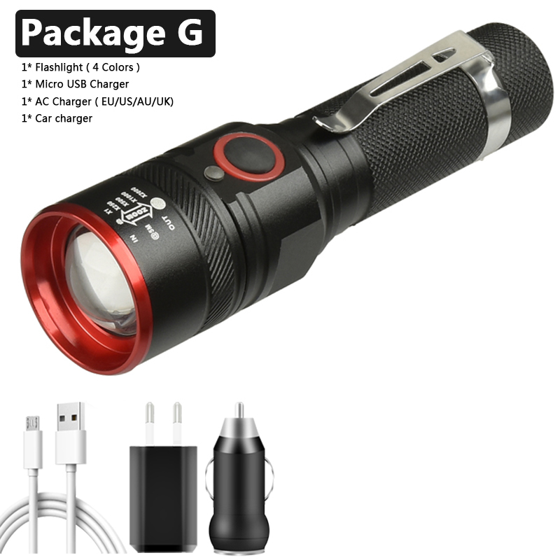 XM-L-linterna Led T6 recargable por USB, batería de 18650, 3000LM, de aluminio, resistente al agua, 3 modos, para ciclismo, Camping, Litwod: AAA / YELLOW