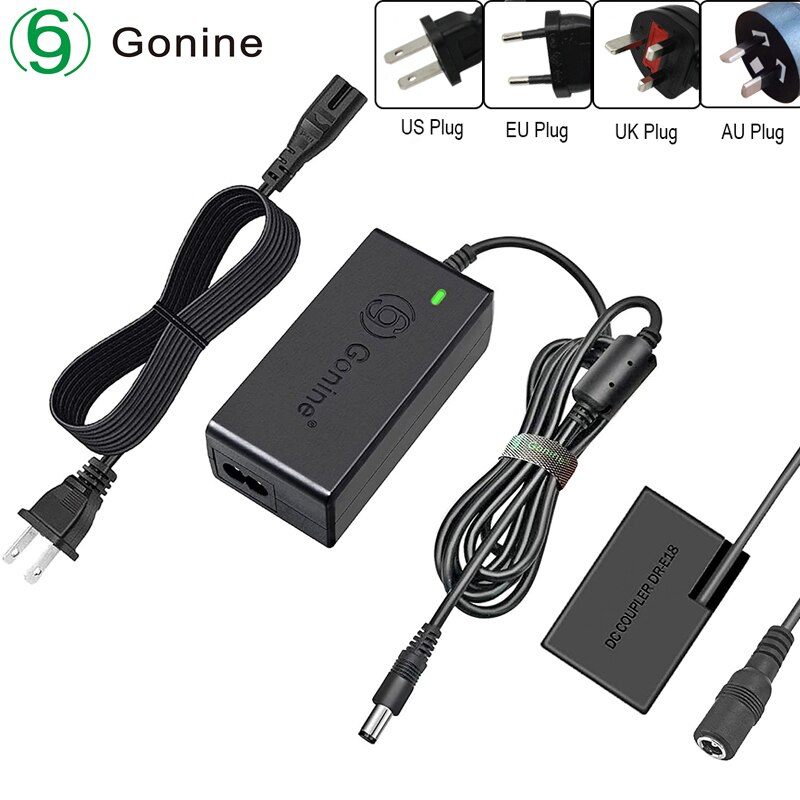 Gonine ACK-E18 AC Power Adapter Supply DR-E18 DC Coupler Charger Kit for Canon EOS 750D 760D 800D Rebel T6i T6s T7i SL3 Cameras