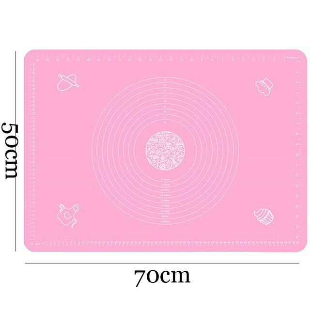 Siliconen bakmat verdikkingsmiddel bloem rolmat kneeddeegmat bakdeeg rolmat bakvormen: Roze -50 x 70cm