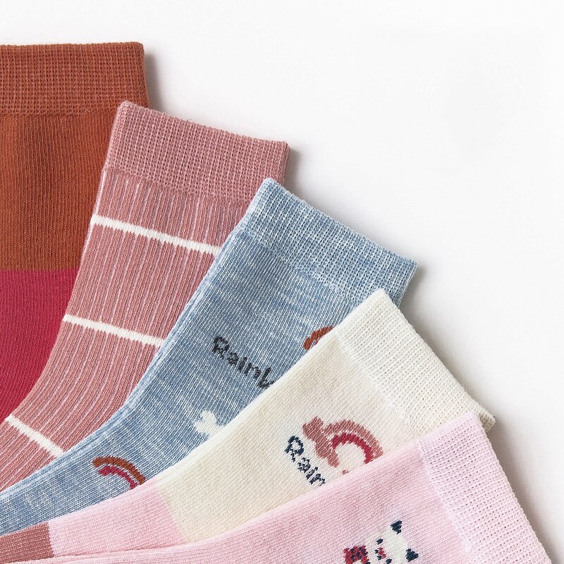 5 Paren/partij Kids Sokken Herfst Winter Katoenen Baby Sokken Warm Animal Leuke Mooie Kinderen Sokken Meisjes Regenboog Sokken