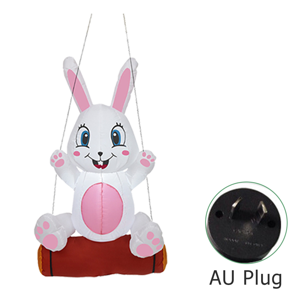 Inflatable Easter Swing Rabbit Toys with Build-in LED Luminous Bunny Decor 2022 for Home Outdoor Party Prop US/UK/AU/US Plug