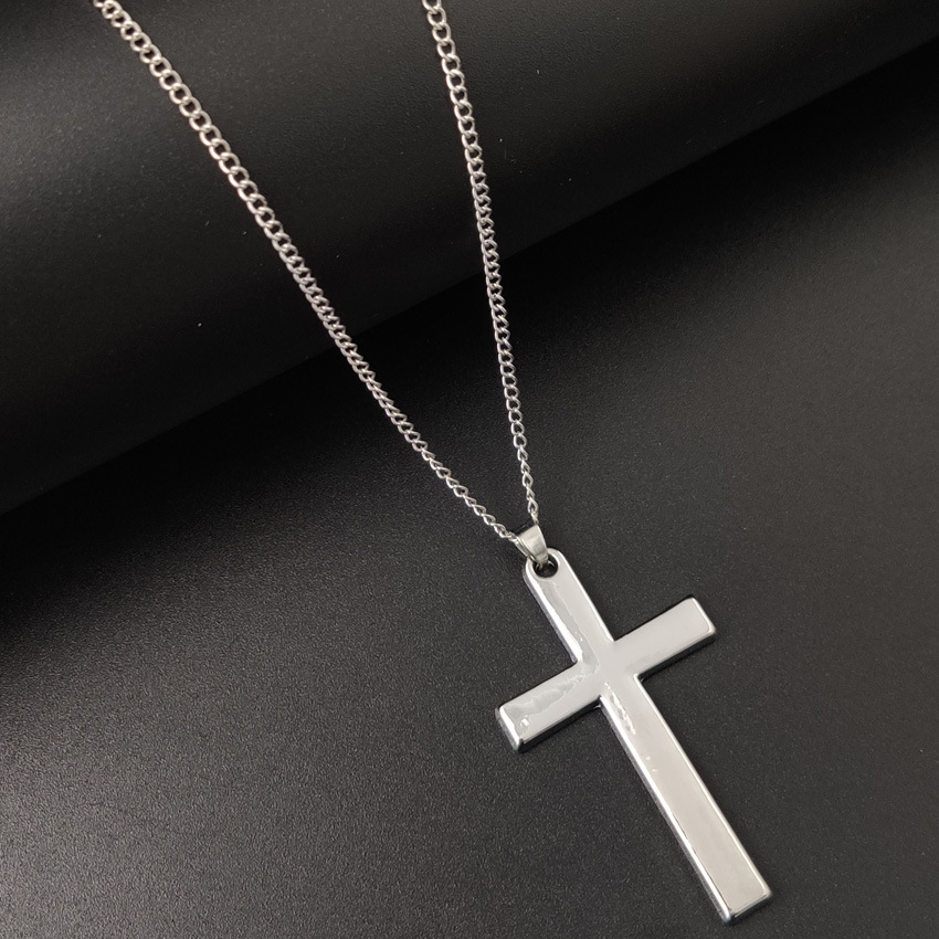 Risti kaulakoru inri krusifiksi jeesus pala riipus kaulakoru hopean väri ruostumaton teräs miesten ketju katolinen koru: 9