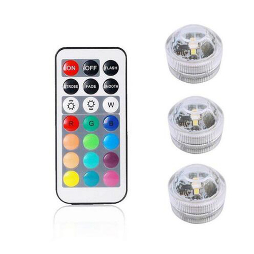 Battery Operated Led Remote Controlled RGB Submersible Lights wireless Underwater Lamp Waterproof vase bowls aquarium decoration: 1Remote 3Light