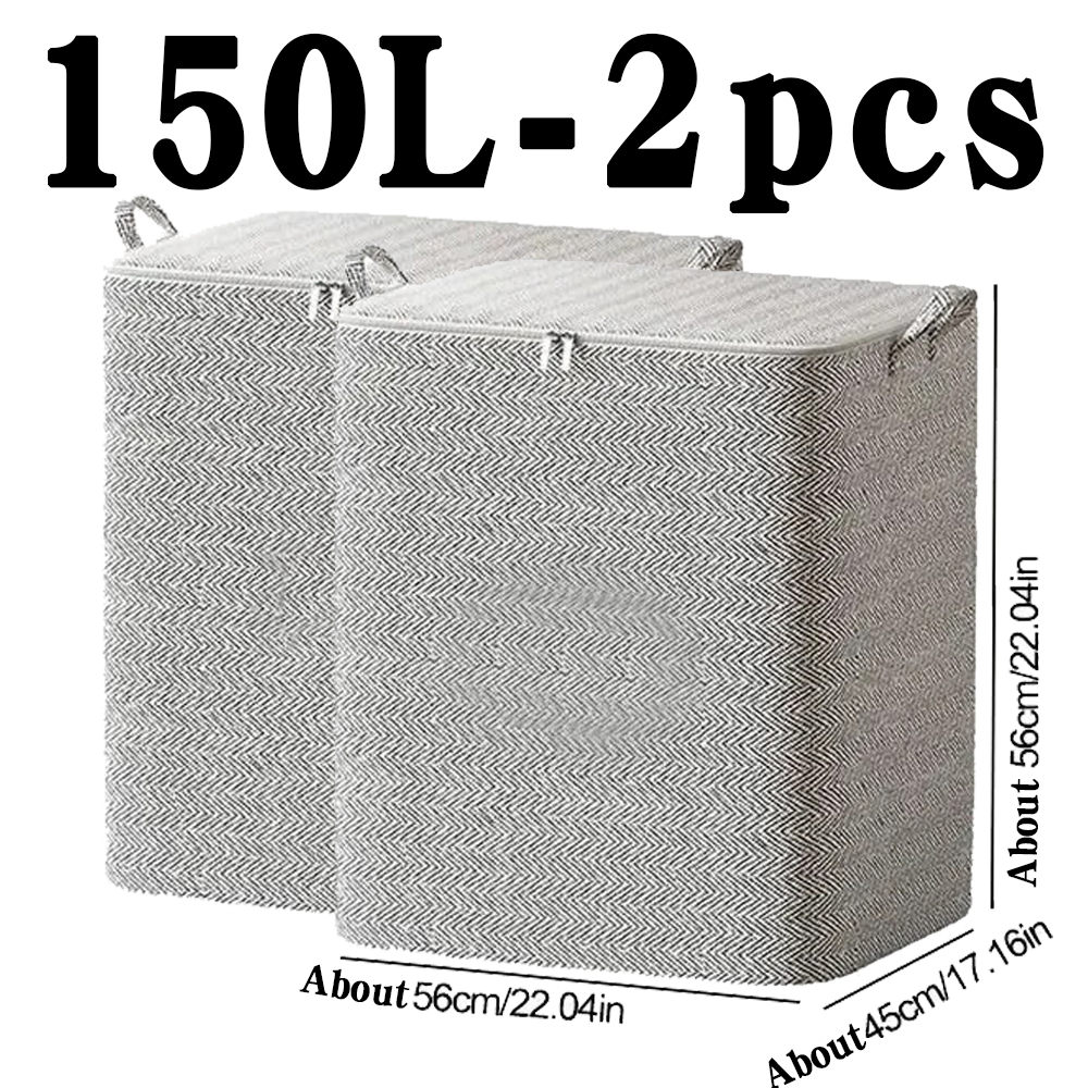 Non-woven Quilt Storage Bag with Lids Zipper Foldable Clothes Quilt Bins Container Large Capacity Dust-proof Bag Organize