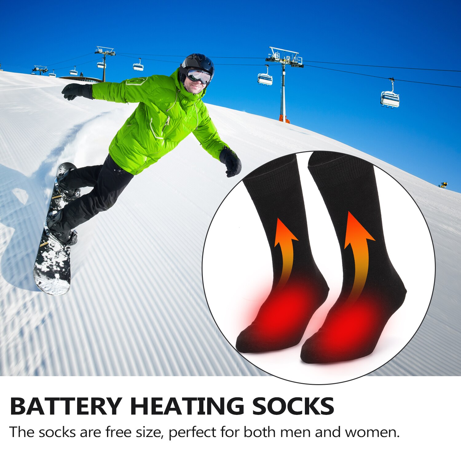 Chaussettes chauffantes électriques unisexes, à batterie, pour temps froid, en plein air, Camping, randonnée, moto, chaudes, hiver