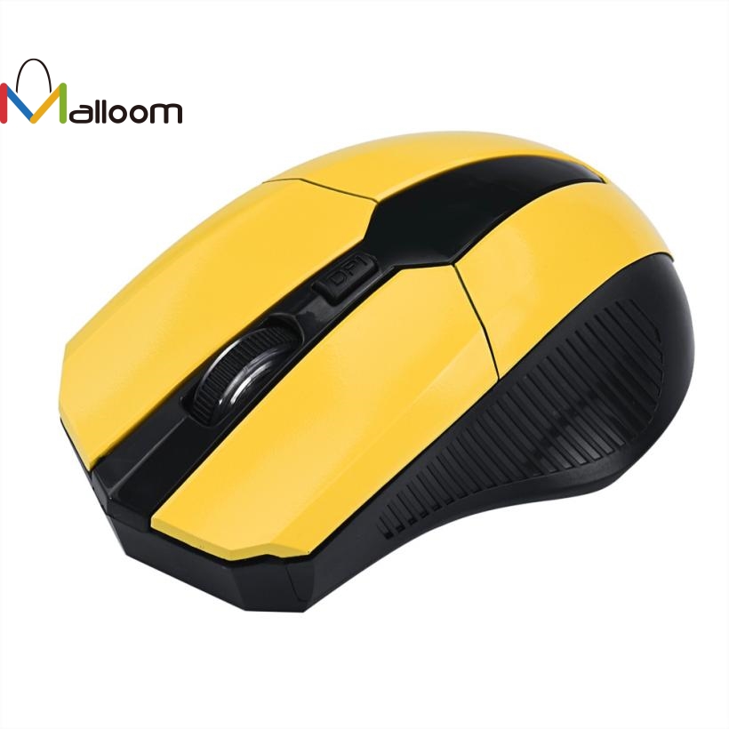MALLOOM Brand Mini Laptops Gaming Mouse 2.4GHz Mice Optical Mouse Wireless Cordless USB Receiver For PC Laptop#21: Yellow