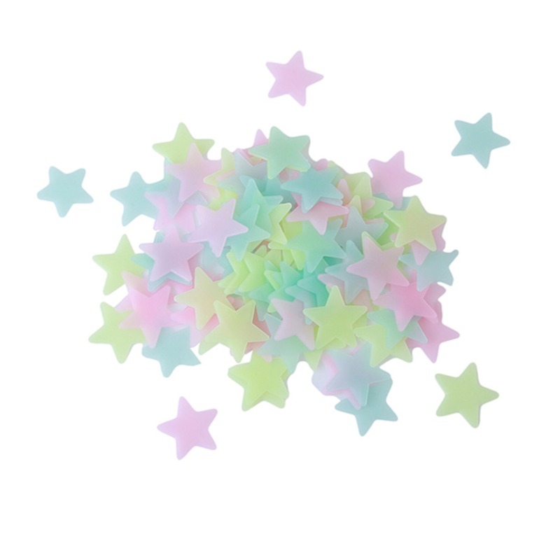 1 Pack (100 pcs) Small Fluorescent Green Luminous Stars Wall Stickers Fluorescent Star Patches Best Home Wall Home Decorations