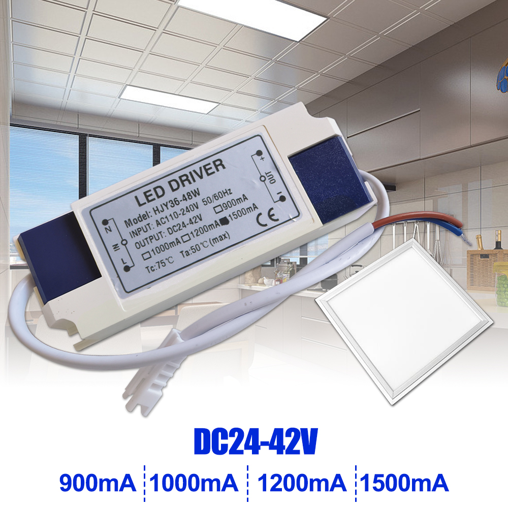 110v 220v 36w 40w 45w 48w led-driver  dc24-42v 900ma 1000ma 1200ma 1500ma flimmerfri strømforsyning ekstern lystransformer