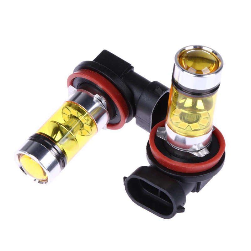 2 X luces Led de alta potencia 100W H8 H11 luz antiniebla amarilla 2828 20Led lámpara de faro