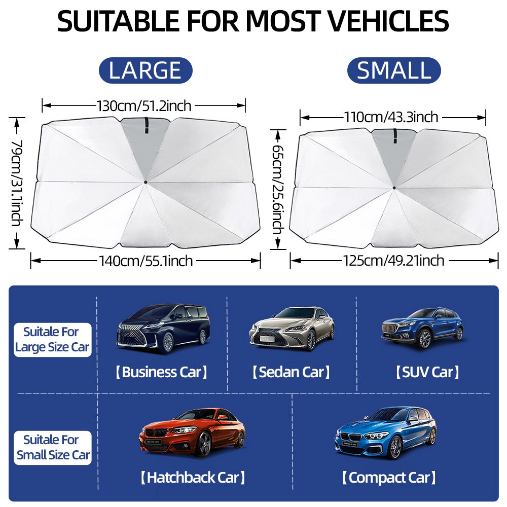 Auto Voorruit Uv Cover Zonnescherm Parasol Voor Meest Voertuig Warmte Isolatie Voorruit Paraplu Opvouwbare Interieur Bescherming