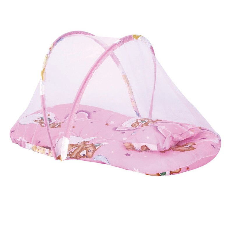 0-24 Months Baby Bed Portable Foldable Baby Crib With Netting Newborn Sleep Bed Travel Bed Mosquito Net Baby Bedding: Pink