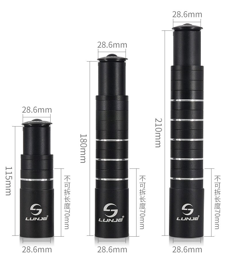 115/180/210mm przedłużka robić kierownicy roweru widelec trzon wzrost w górę przedłużenie głowy w górę czarny widelec wypełniacz MTB Jazda rowerem rower część