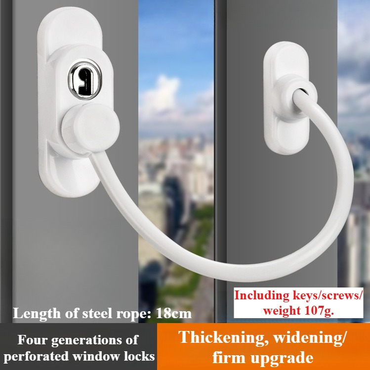 Fechadura de segurança infantil, trava dupla sem perfuração, limitador de janela, alumínio, porta, janela, fechaduras de segurança: Preto