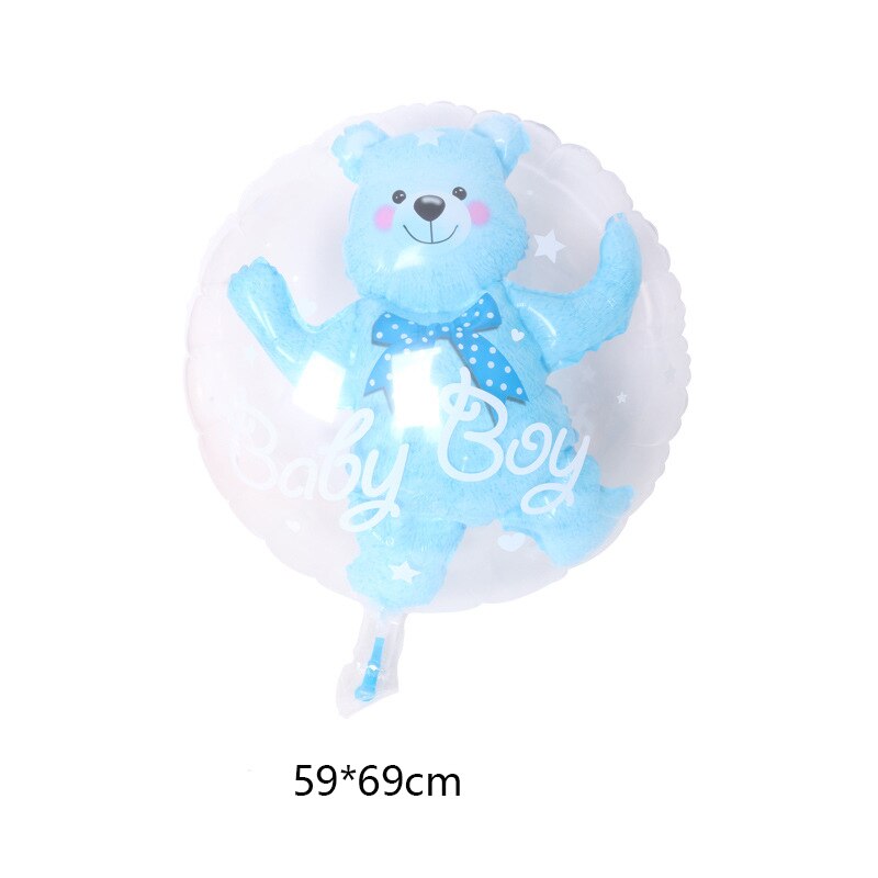 Kön avslöja porslin flicka eller pojke latex ballong banderoll papperstallrik kopp bordsduk servett baby shower födelsedagsfest inredning: Blå björn