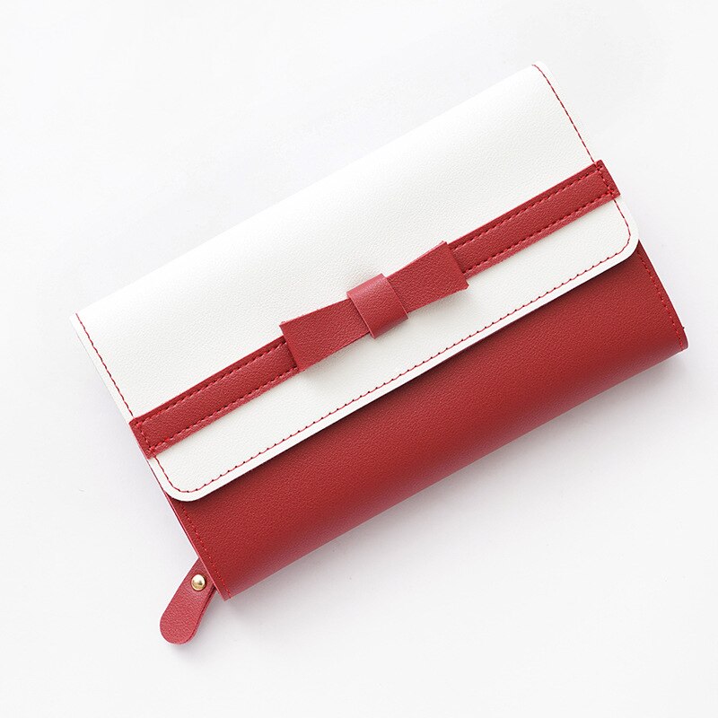 Ladies Clutch Zip Wallet Women Coin Purse Bow Magnetic Buckle Multi-Capacity Long Wallet For Females Girls Small Fresh