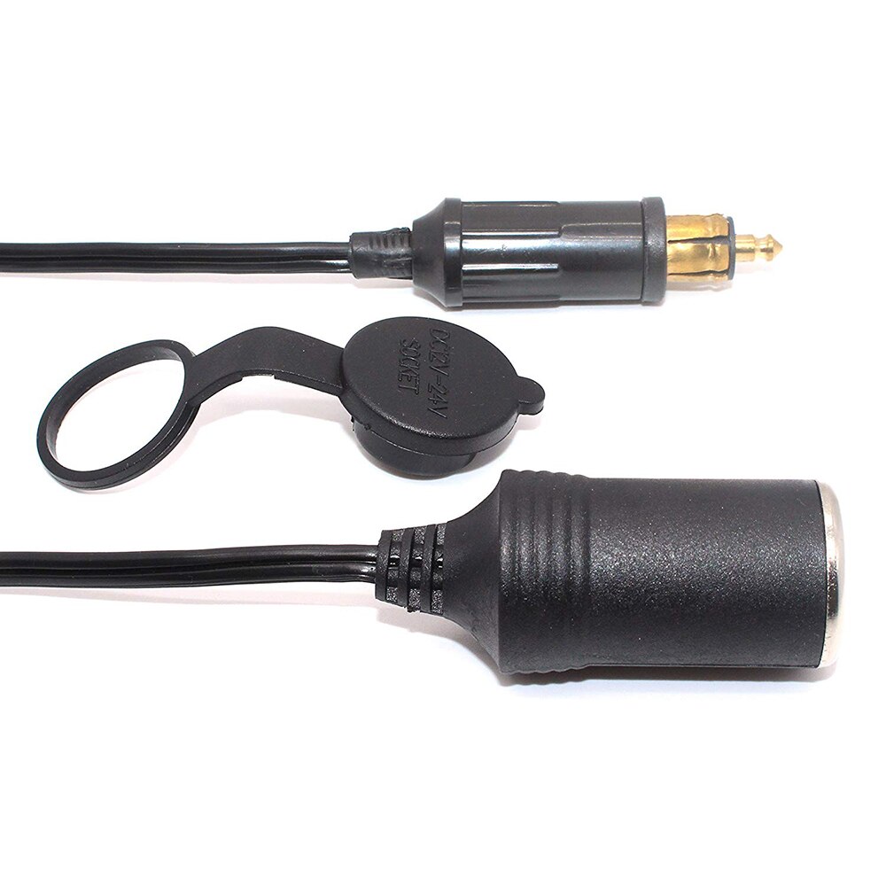Extended Powerlet Hella DIN Male Plug to Standard Cigarette Lighter Socket Adapter male DIN plug on European motorcycles