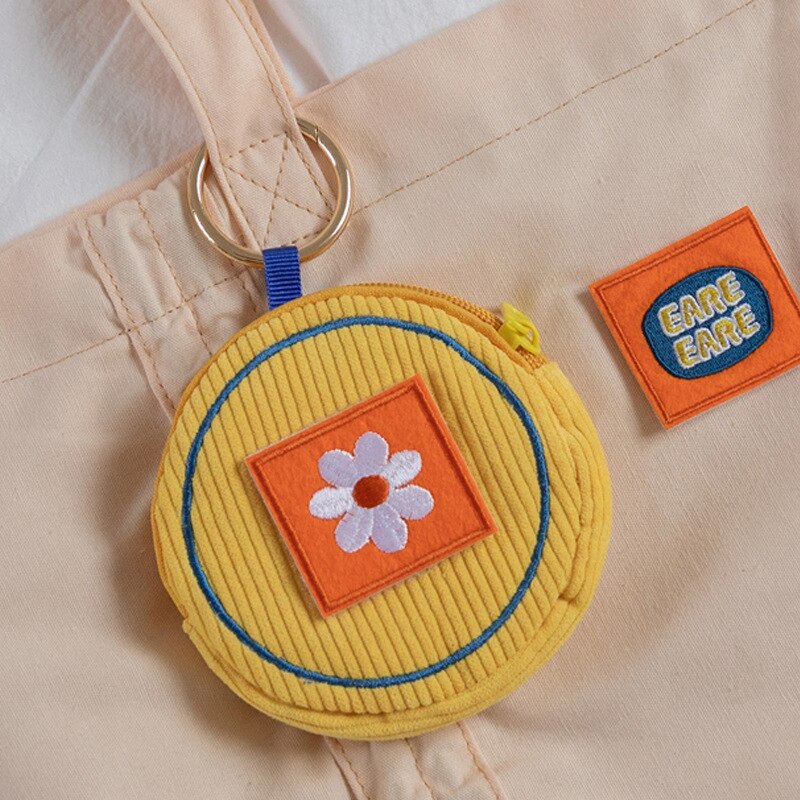 Korea Leuke Kid Meisje Kleine Portemonnee Bloem Embroideried Katoenen Doek Portemonnee Portemonnee Tas Japanse Ring Opknoping Tas