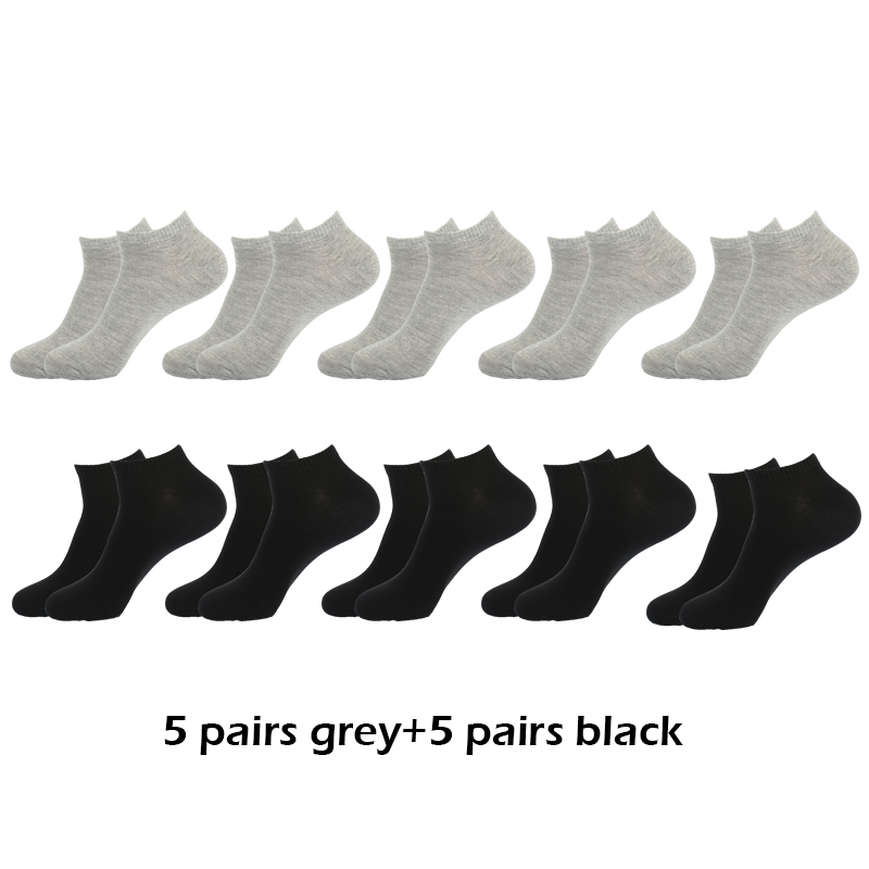 10 pairs/Lot Men Ankle Socks Breathable Comfortable Cotton White Grey Black Solid Boat Sock for Male Price: 2