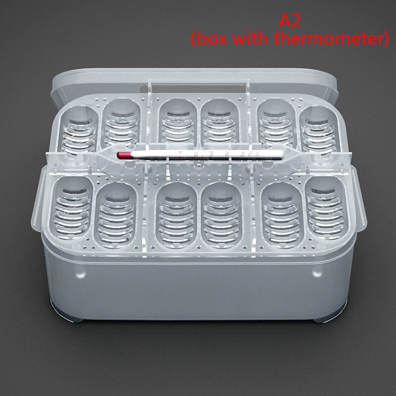 Praktische Kunststoff 12 Gitter Kunststoff Reptilien Ei Inkubator Tablett Eidechse Schlange Eier Hatcher Kasten Inkubation Werkzeug Terrarien: nox mit Thermometer
