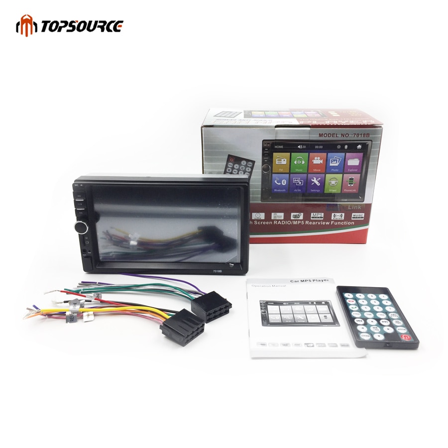 Topsource 7018b 7 tums bluetooth audio pekskärm bilradio bil audio stereo bil  mp4 mp5 spelare usb support för sd/mmc