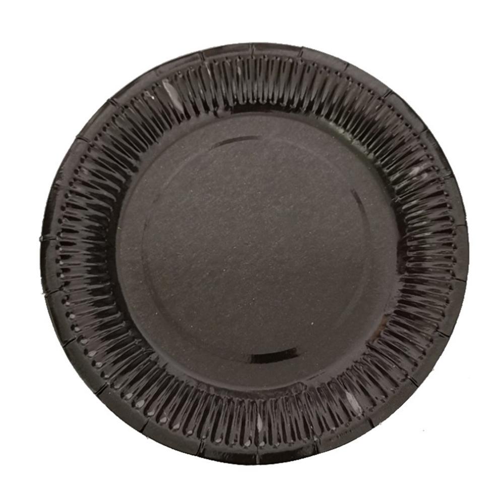 10Pcs Einweg Papier Platten Geburtstag Party Kreis Platte Obst Platte Kuchen Tablett Geschirr Geburtstag Partei Liefert: Black