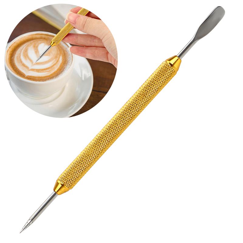 Kapmore 1pc Coffee Art Needle Stainless Steel Non Slip Coffee Carved Needle Coffee Art Pen Coffee Decor Tools Accessories: Golden