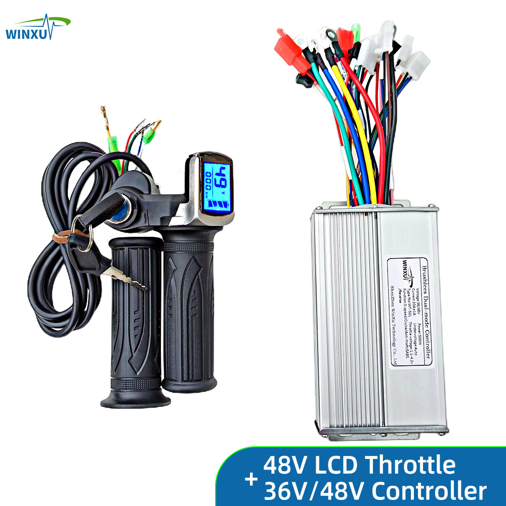 36V 48V 60V 500W 30A Electric Bicycle Brushless Motor Universal Controller with LCD Speed Display Throttle Repair Conversion: Dark Grey