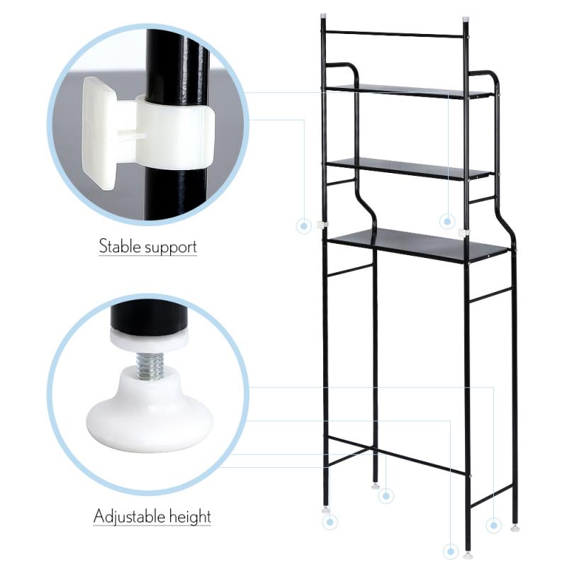 Thicken Stainless Steel Rack Toilet Cabinet Shelving Kitchen Washing Machine Rack Bathroom Space-saving Shelf Clean Storage Hold