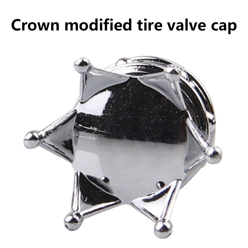 Crown Modified Tire Valve Cap Chrome Crown Car Tire Air Valve Stem Screw Caps Cover Wheel Rims Car Interior Accessories