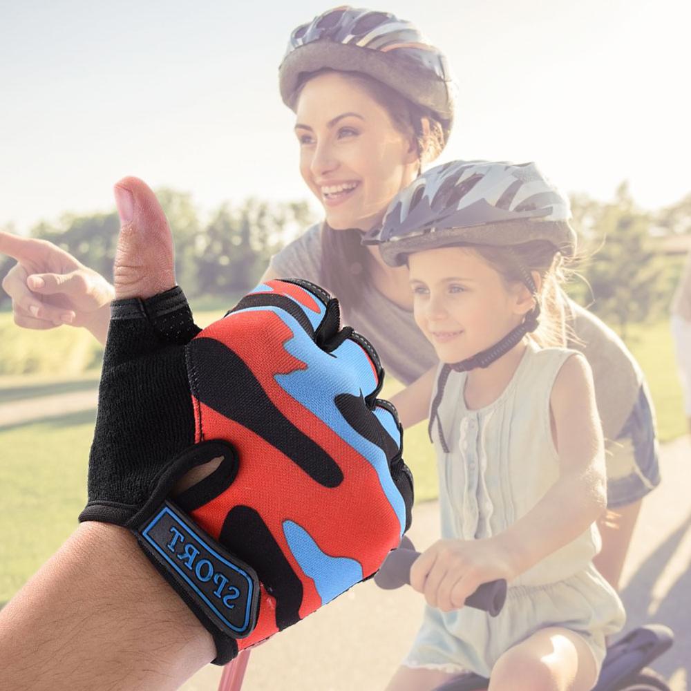 Children Cycling Half Finger Bicycle Gloves High Elastic Non-slip Child Kid Bike Gloves Riding Outdoor Camouflage Equipment