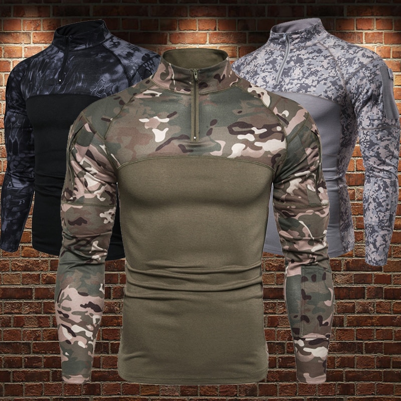 Training Anzug Plus Größe Camouflage Lange-ärmeln T-shirt Muskel Mann Outdoor Fitness Stretch Strumpfhosen Gym Kleidung Bodybuilding