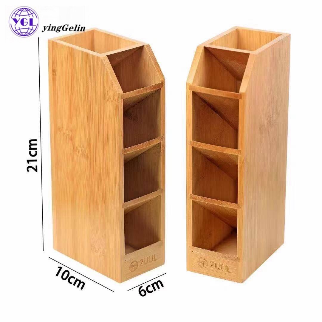 2UUL Mobile Phone Repair Wooden Bamboo storage box for Reception Screwdriver Tweezers Tool Parts Box