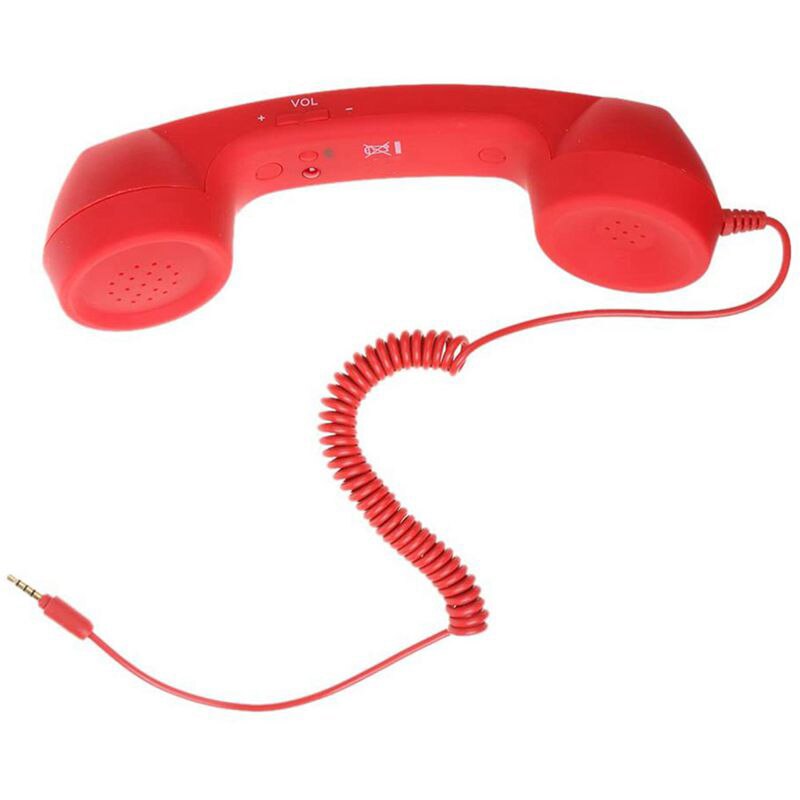3 pakke 3.5mm jack mikrofon retro telefon håndsæt telefon til mobiltelefon universal grøn + blå + rød