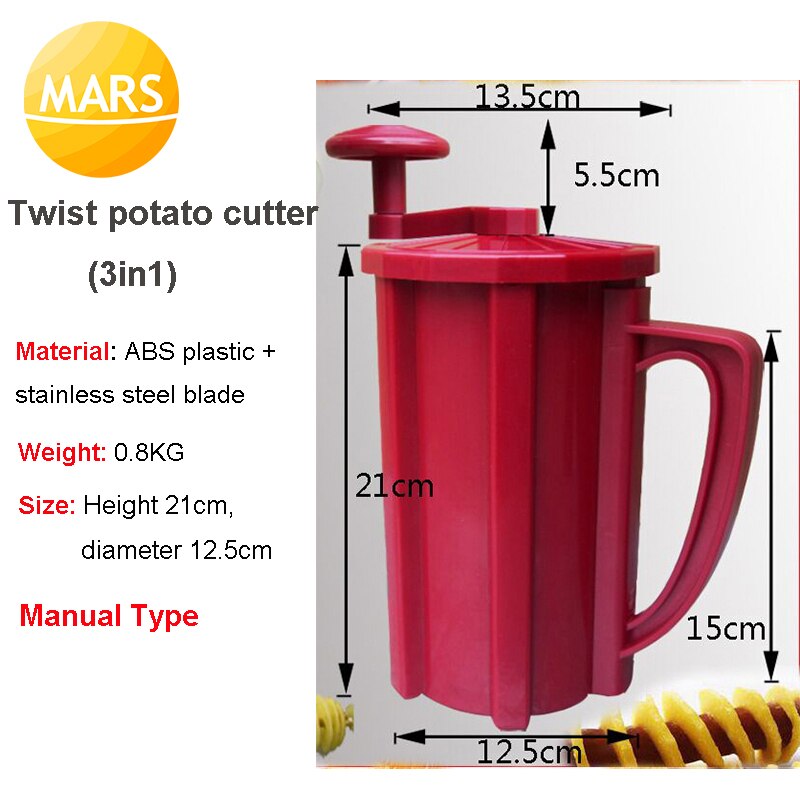 Manual Twisted Potato Slicer Curly Fries Twister Dog Spiral Potato Cutter 3 Functions Tornado Potato Cutter Slicing Machine