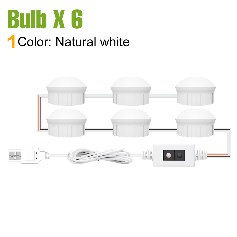 Miroir de maquillage à LED avec ampoule IQUE Table, lampe à intensité variable, décoration de chambre à coucher, miroirs cosmétiques, éclairage de remplissage, DC 5V: RGB