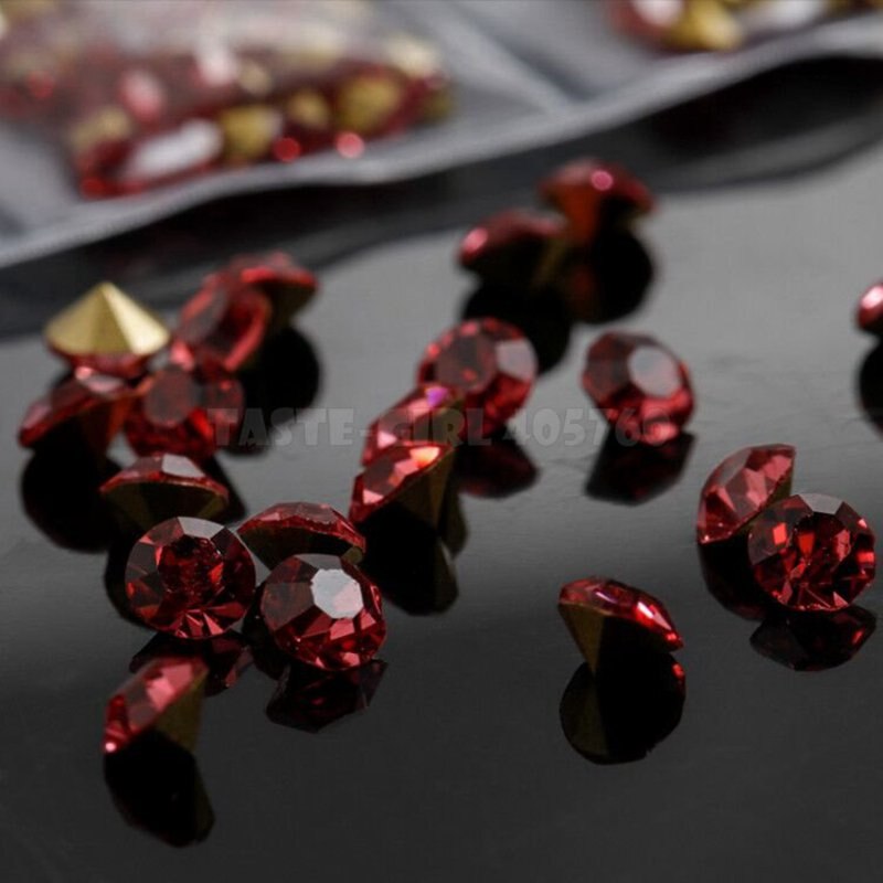 6 Gitter/Pack mischen 5 Größen Nagel funkeln V-Boden Scharf Diamant Edelsteine Arylic Nagel Kunst Strass Juwel dekorationen Manikübetreffend DIY GZ