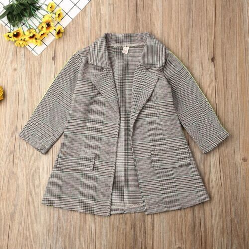 6M-5Y Toddler Baby Girl Kids Winter Clothes Warm Coat Jacket Formal Overcoat Outfits Autumn Coats Plaid Print Blazers