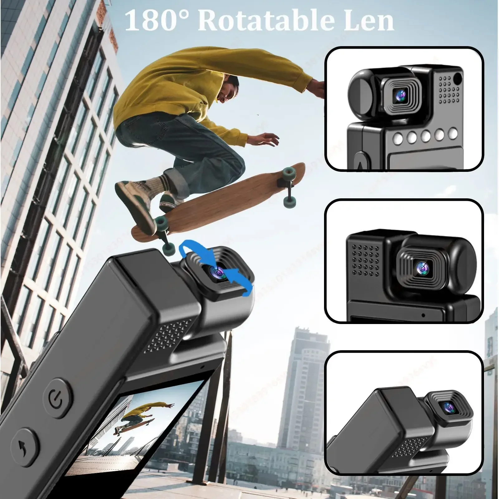 Xiaomi 8k hd mini actiecamera met wifi, 180 ° draaibare achterclip, ir-nachtzicht, sportcamera, reiscamera, fietser, videorecorder