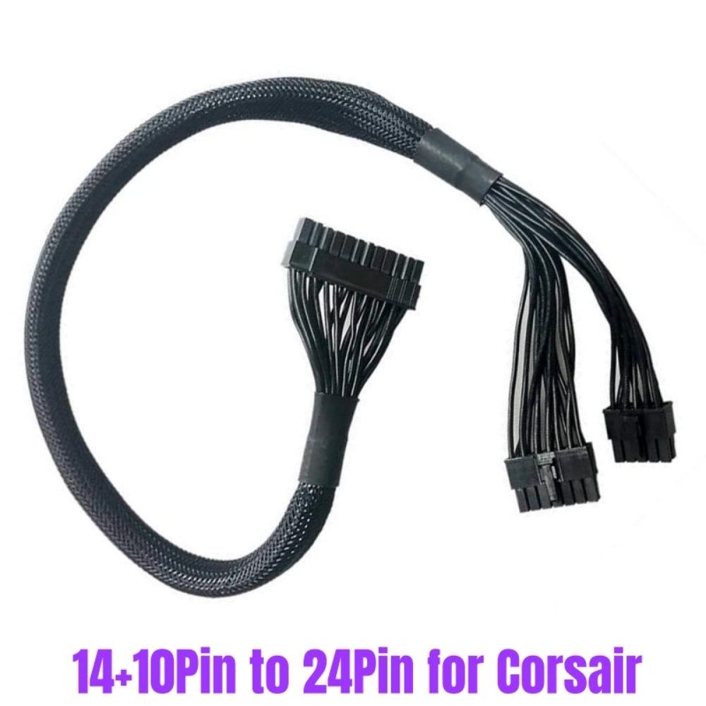 14 + 10Pin naar 24Pin ATX Belangrijkste Moederbord Voedingskabel Mouw Netto 60 CM voor CORSAIR HX1200i, HX1000i, HX850i, HX750i Modulaire Powers