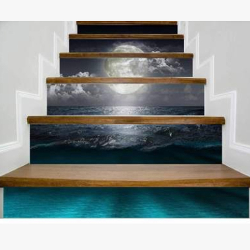 Estampilla para escalera 3D, libros/estampado de cascada, autoadhesiva, pegatina a prueba de agua, decoración para el hogar, restaurante, cafetería, Bar y habitaciones: 471208