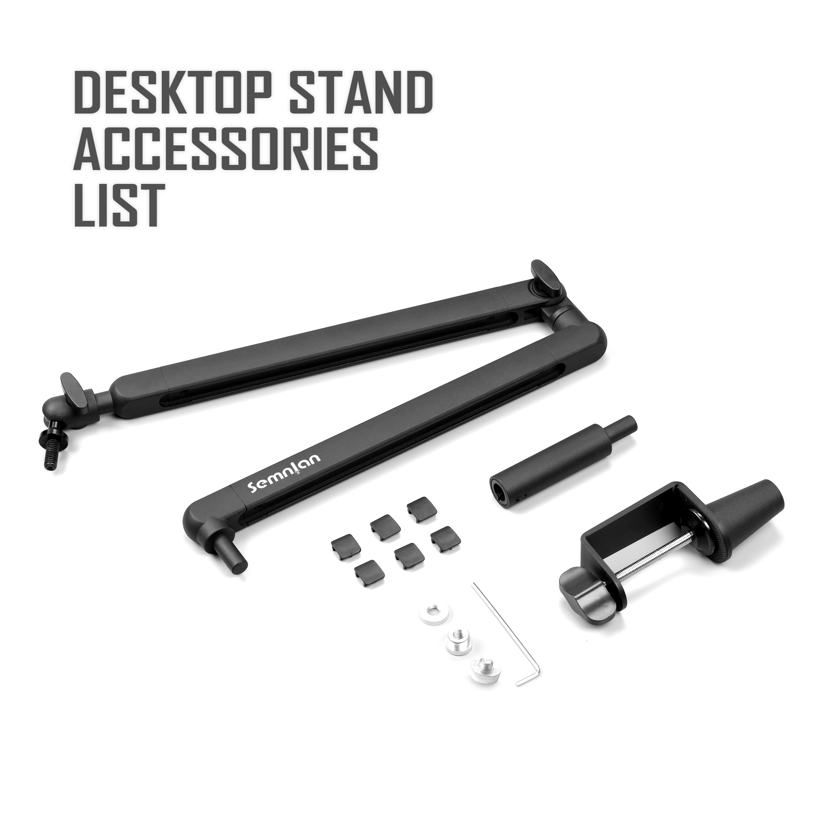 SEMNLAN Adjustable Low-profile Arm Microphone Stand with Cable Managment/Desk Mount, Suspension Boom for Gaming Recording LM06: Default Title