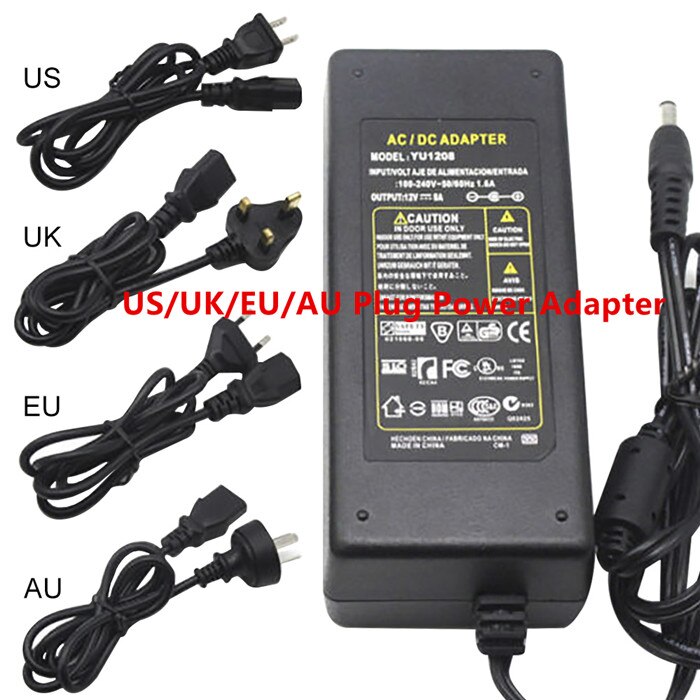 DC 12V 5M Waterproof LED Strip SMD5050 5050 RGB 60LEDs/M Flexible Light 5050 LED Strip RGB White/Warm White/Pink/Blue/Green/Red: 12V US Power Adapter