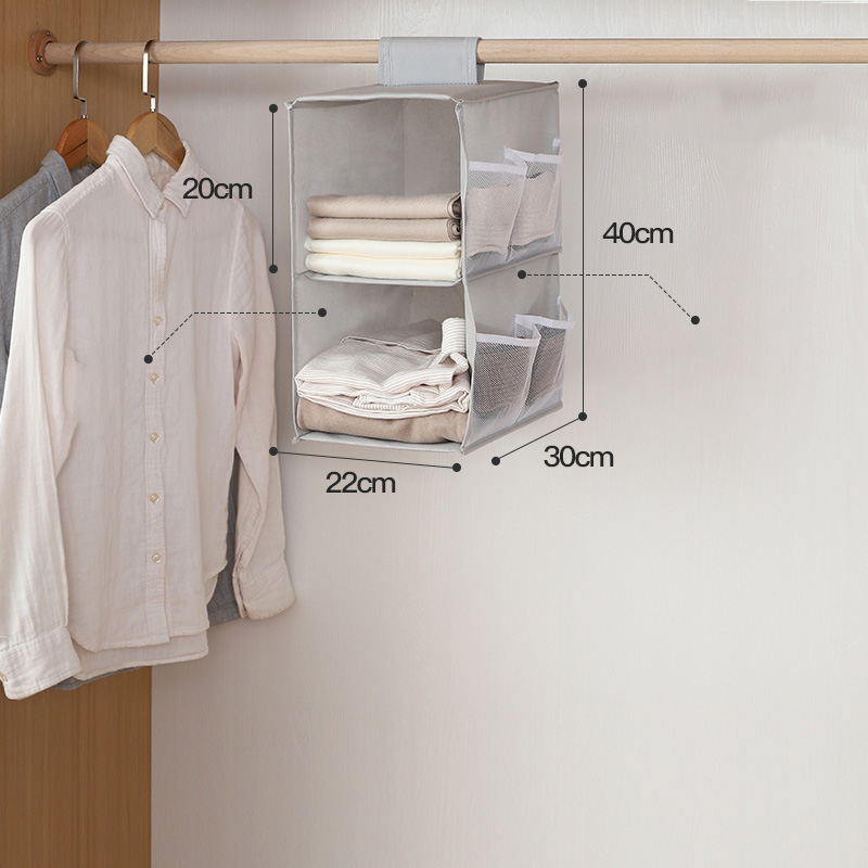 4 Layers Foldable Hanging Storage Bag Wardrobe Organizer Underwear Socks Clothes Storage Shelves Closet Hanging Shoe Organizer: 2 layers