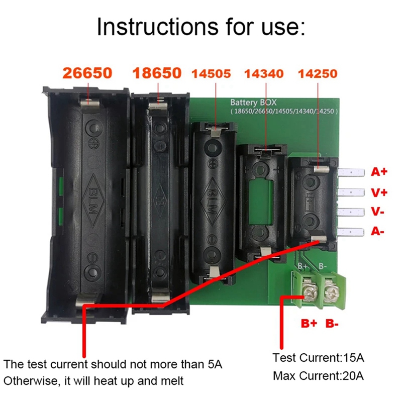 Battery Tester Case 4 & 2-Wire Terminal 18650 26650 14505 14340 1425 Battery Case Holder Test Storage Box For DL24P
