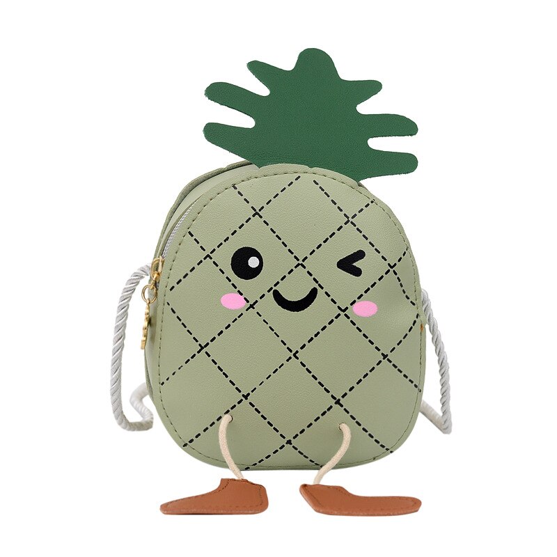 Cute Children's Shoulder Bag Pineapple Shape Crossbody Bag Little Girl Purse Toddler Crossbody Bag Girls Flap Bags: Green