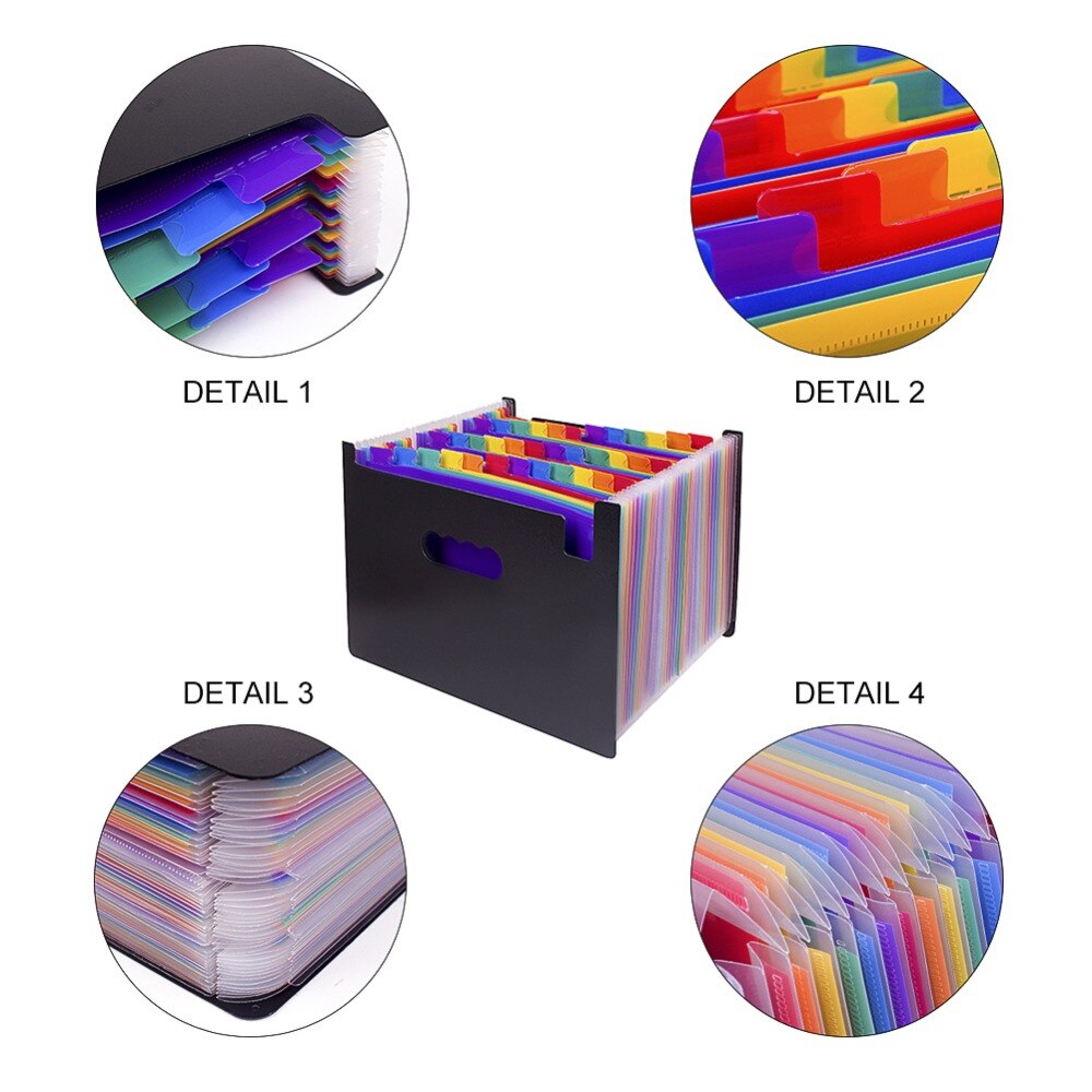 48 Pocket Expanding For Files Folder-Plastic Rainbows Files Organizers A4 Letter Size For Portable Documents Holder Wallet Files