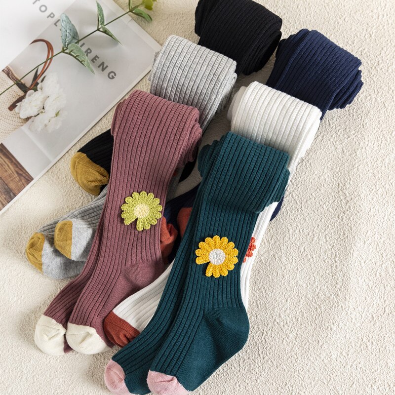 Baby Meisjes Knit Panty Winter Zacht Katoen Stretch Warm Leggings Peuter Warm Kousen Broek Daisy Bloem Panty