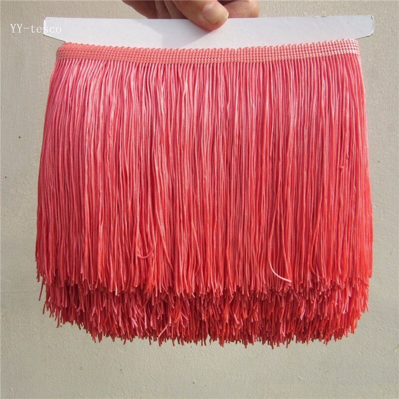 1Yard 15cm Wide Pink Lace Fringe Trim Tassel Fringe Trimming For Latin Dress Stage Clothes Accessories Lace Ribbon Tassel: watermelon red